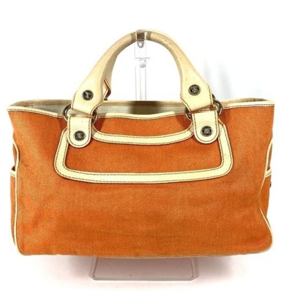 CELINE fringe tassel logo Macadam Boogie Bag Tote Bag Hand Bag Orange - Picture 2 of 14